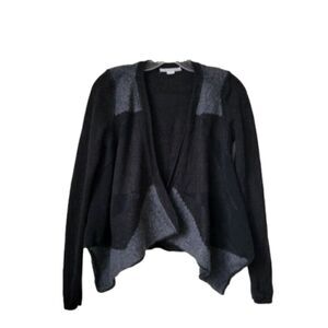 REVOLVE DUFFY Asymmetrical Open Wool Cardigan Sweater Black Gray Size Medium